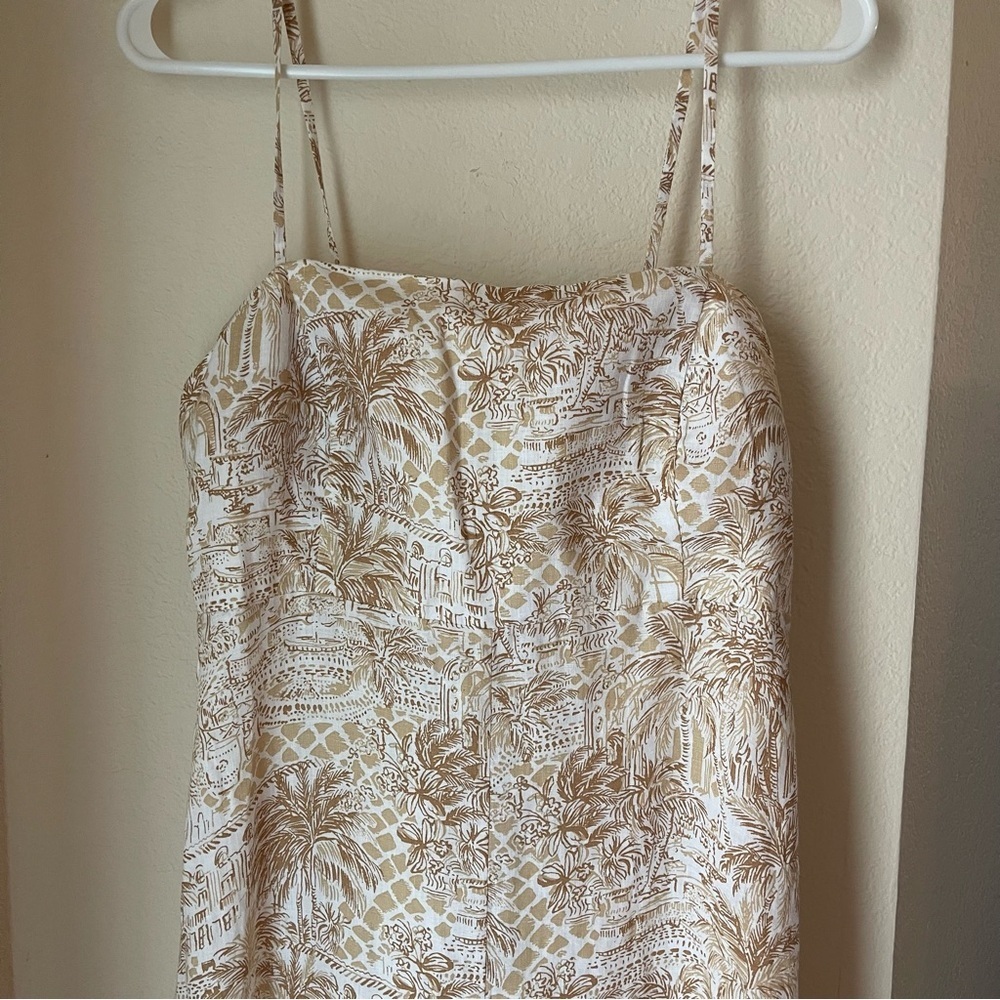 Lilly Pulitzer Jorgian Linen Midi Dress Palm Beach Paradise Size 12 - Picture 5 of 13